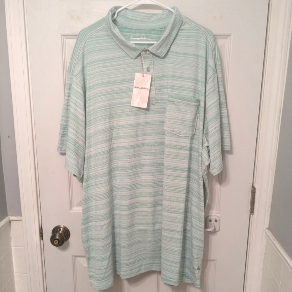 Tommy Bahama Cova Beach Polo Short Sleeve in Jade Cream Size 3XL